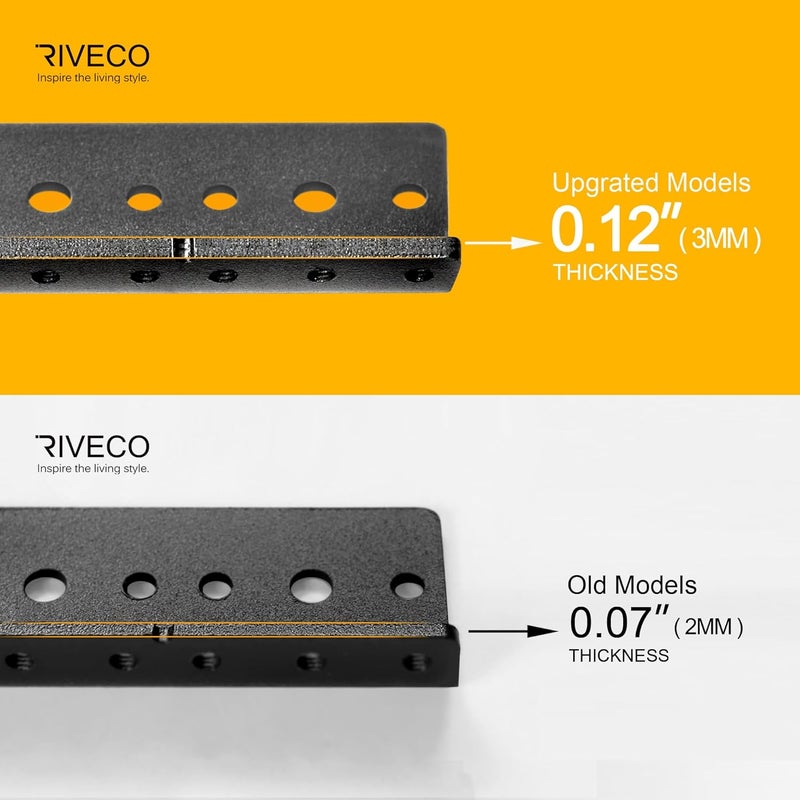 RIVECO 2 PCS 2U Rack Rails, Tapered Holes Rack Mount Rails for Recording & Network Wooden Cabinet Mounting, 3.0 mm Thickness Steel Heavy Duty, Screws Included - Image 3